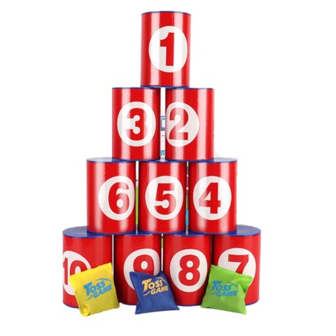 GRA ZRĘCZNOŚCIOWA "CANS GAME" RZUCANIE DO PUSZEK WORECZKAMI NAUKA I ZABAWA GRA ZRĘCZNOŚCIOWA "CANS GAME" RZUCANIE DO PUSZEK WORECZKAMI NAUKA I ZABAWA