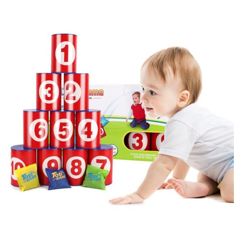 GRA ZRĘCZNOŚCIOWA "CANS GAME" RZUCANIE DO PUSZEK WORECZKAMI NAUKA I ZABAWA GRA ZRĘCZNOŚCIOWA "CANS GAME" RZUCANIE DO PUSZEK WORECZKAMI NAUKA I ZABAWA