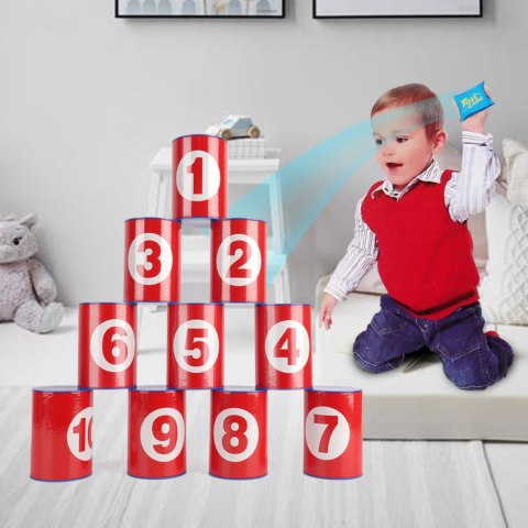 GRA ZRĘCZNOŚCIOWA "CANS GAME" RZUCANIE DO PUSZEK WORECZKAMI NAUKA I ZABAWA GRA ZRĘCZNOŚCIOWA "CANS GAME" RZUCANIE DO PUSZEK WORECZKAMI NAUKA I ZABAWA