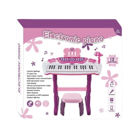 ELEKTRONICZNE PIANINO DLA DZIECI ZESTAW KRZESŁO MIKROFON EFEKTY ŚWIETLNE ELEKTRONICZNE PIANINO DLA DZIECI ZESTAW KRZESŁO MIKROFON EFEKTY ŚWIETLNE