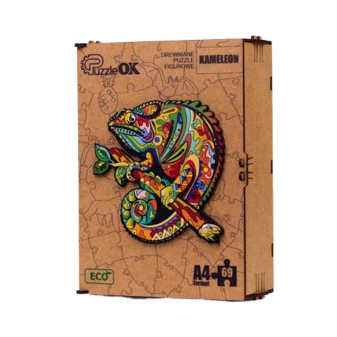 PUZZLE DREWNIANE UKŁADANKA KAMELEON KOLOROWY ZESTAW PUZZLI A4 OZDOBA PUZZLE DREWNIANE UKŁADANKA KAMELEON KOLOROWY ZESTAW PUZZLI A4 OZDOBA