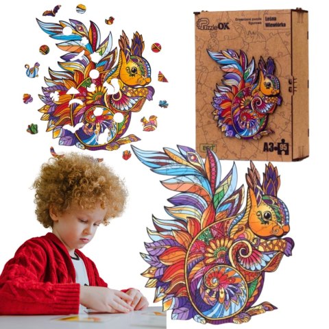 PUZZLE DREWNIANE UKŁADANKA LEŚNA WIEWIÓRKA KOLOROWA OZDOBA 95 ELEMENTÓW PUZZLE DREWNIANE UKŁADANKA LEŚNA WIEWIÓRKA KOLOROWA OZDOBA 95 ELEMENTÓW