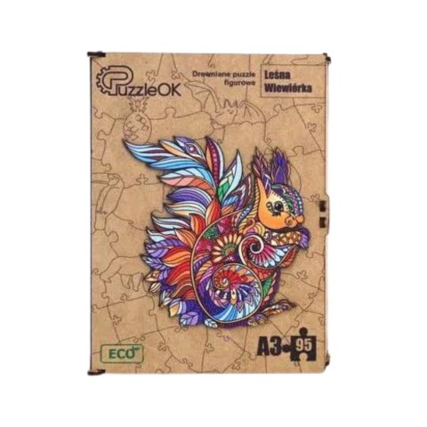 PUZZLE DREWNIANE UKŁADANKA LEŚNA WIEWIÓRKA KOLOROWA OZDOBA 95 ELEMENTÓW PUZZLE DREWNIANE UKŁADANKA LEŚNA WIEWIÓRKA KOLOROWA OZDOBA 95 ELEMENTÓW