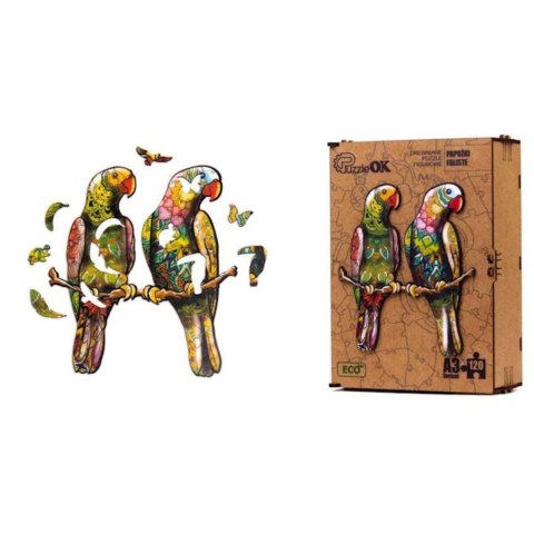 PUZZLE DREWNIANE UKŁADANKA PAPUŻKI FALISTE ZESTAW PUZZLI A3 OZDOBA PUZZLE DREWNIANE UKŁADANKA PAPUŻKI FALISTE ZESTAW PUZZLI A3 OZDOBA