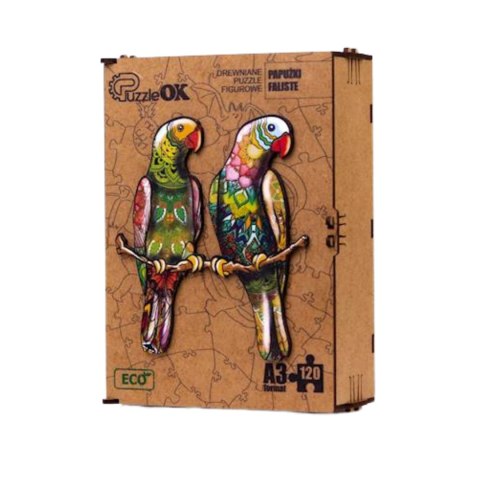 PUZZLE DREWNIANE UKŁADANKA PAPUŻKI FALISTE ZESTAW PUZZLI A3 OZDOBA PUZZLE DREWNIANE UKŁADANKA PAPUŻKI FALISTE ZESTAW PUZZLI A3 OZDOBA