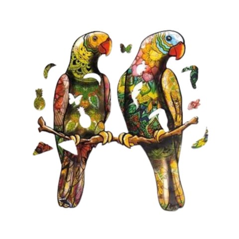 PUZZLE DREWNIANE UKŁADANKA PAPUŻKI FALISTE ZESTAW PUZZLI A4 OZDOBA PUZZLE DREWNIANE UKŁADANKA PAPUŻKI FALISTE ZESTAW PUZZLI A4 OZDOBA