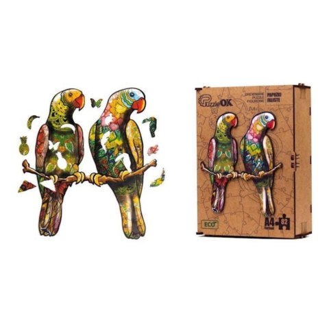 PUZZLE DREWNIANE UKŁADANKA PAPUŻKI FALISTE ZESTAW PUZZLI A4 OZDOBA PUZZLE DREWNIANE UKŁADANKA PAPUŻKI FALISTE ZESTAW PUZZLI A4 OZDOBA