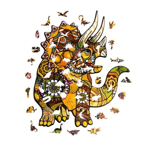PUZZLE DREWNIANE UKŁADANKA TRICERATOPS DINOZAUR KOLOROWY ZESTAW PUZZLI A4 PUZZLE DREWNIANE UKŁADANKA TRICERATOPS DINOZAUR KOLOROWY ZESTAW PUZZLI A4