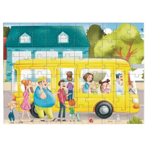 PUZZLE "GWAR OBOK AUTOBUSU" KOLOROWA I UROCZA UKŁADANKA 60 ELEMENTÓW PUZZLE "GWAR OBOK AUTOBUSU" KOLOROWA I UROCZA UKŁADANKA 60 ELEMENTÓW