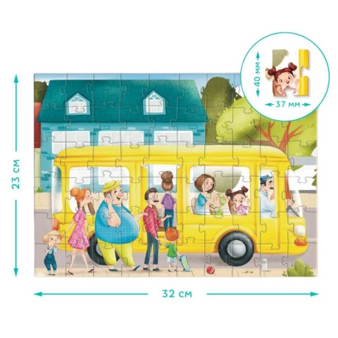 PUZZLE "GWAR OBOK AUTOBUSU" KOLOROWA I UROCZA UKŁADANKA 60 ELEMENTÓW PUZZLE "GWAR OBOK AUTOBUSU" KOLOROWA I UROCZA UKŁADANKA 60 ELEMENTÓW