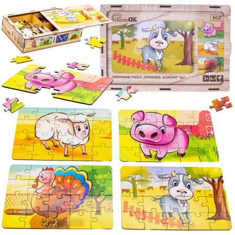 Drewniane Puzzle 4w1 Zwierzęta Na Farmie Układanka Zestaw Farma Drewniane Puzzle 4w1 Zwierzęta Na Farmie Układanka Zestaw Farma