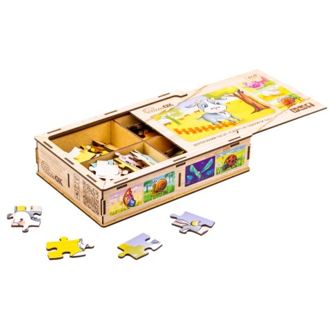 Drewniane Puzzle 4w1 Zwierzęta Na Farmie Układanka Zestaw Farma Drewniane Puzzle 4w1 Zwierzęta Na Farmie Układanka Zestaw Farma