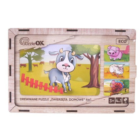 Drewniane Puzzle 4w1 Zwierzęta Na Farmie Układanka Zestaw Farma Drewniane Puzzle 4w1 Zwierzęta Na Farmie Układanka Zestaw Farma