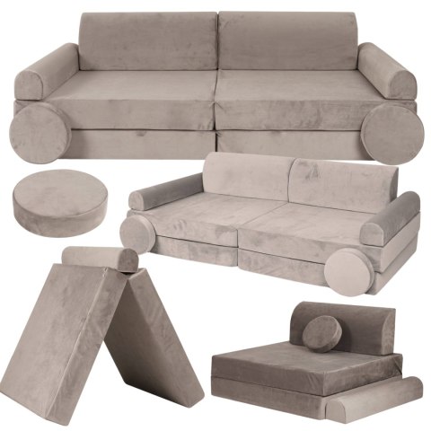 Sofa Dziecięca Premium Szara Rozkładana Przyjemna W Dotyku Siedzisko Pufy Sofa Dziecięca Premium Szara Rozkładana Przyjemna W Dotyku Siedzisko Pufy