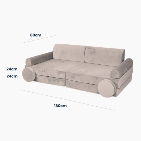 Sofa Dziecięca Premium Szara Rozkładana Przyjemna W Dotyku Siedzisko Pufy Sofa Dziecięca Premium Szara Rozkładana Przyjemna W Dotyku Siedzisko Pufy