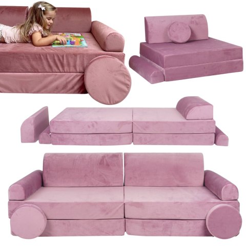 Sofa Dziecięca Premium Różowa Rozkładana Przyjemna W Dotyku Siedzisko Pufy Sofa Dziecięca Premium Różowa Rozkładana Przyjemna W Dotyku Siedzisko Pufy