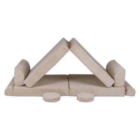 Sofa Premium Sztruksowa Dziecięca Rozkładana Siedzisko Miejsce Zabaw Beżowy Sofa Premium Sztruksowa Dziecięca Rozkładana Siedzisko Miejsce Zabaw Beżowy