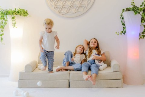Sofa Premium Sztruksowa Dziecięca Rozkładana Siedzisko Miejsce Zabaw Beżowy Sofa Premium Sztruksowa Dziecięca Rozkładana Siedzisko Miejsce Zabaw Beżowy