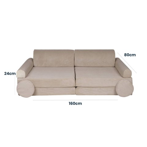 Sofa Premium Sztruksowa Dziecięca Rozkładana Siedzisko Miejsce Zabaw Beżowy Sofa Premium Sztruksowa Dziecięca Rozkładana Siedzisko Miejsce Zabaw Beżowy
