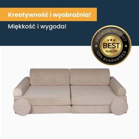 Sofa Premium Sztruksowa Dziecięca Rozkładana Siedzisko Miejsce Zabaw Beżowy Sofa Premium Sztruksowa Dziecięca Rozkładana Siedzisko Miejsce Zabaw Beżowy