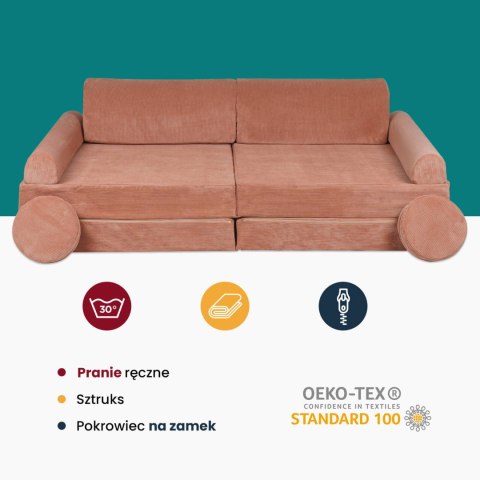 Sofa Premium Sztruksowa Dziecięca Rozkładana Siedzisko Miejsce Zabaw Beżowy Sofa Premium Sztruksowa Dziecięca Rozkładana Siedzisko Miejsce Zabaw Beżowy