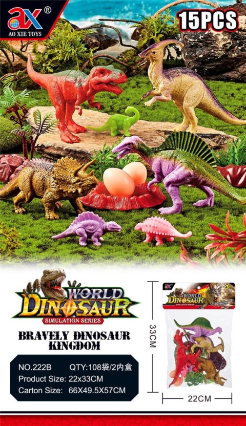 ZESTAW DINOZAURY DINOZAUR FIGURKI T-REX DUŻE 15SZT
