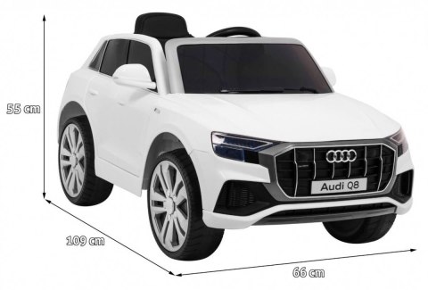 Auto Na Akumulator Audi Q8 Lift Biały Pilot EVA Wolny Start MP3 USB LED Auto Na Akumulator Audi Q8 Lift Biały Pilot EVA Wolny Start MP3 USB LED
