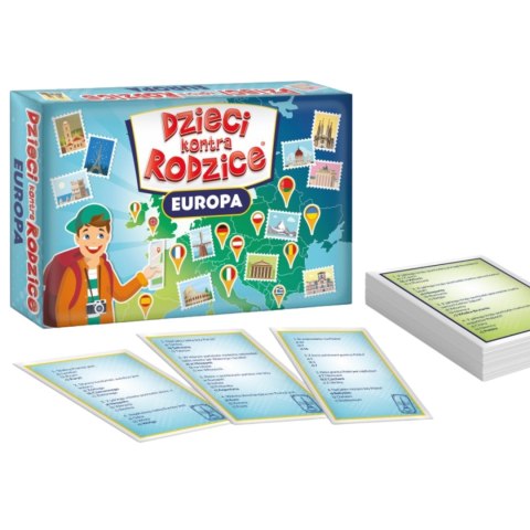 Gra Edukacyjna "Dzieci kontra Rodzice. Europa" Pytania Zagadki Quiz Wiedzy Gra Edukacyjna "Dzieci kontra Rodzice. Europa" Pytania Zagadki Quiz Wiedzy