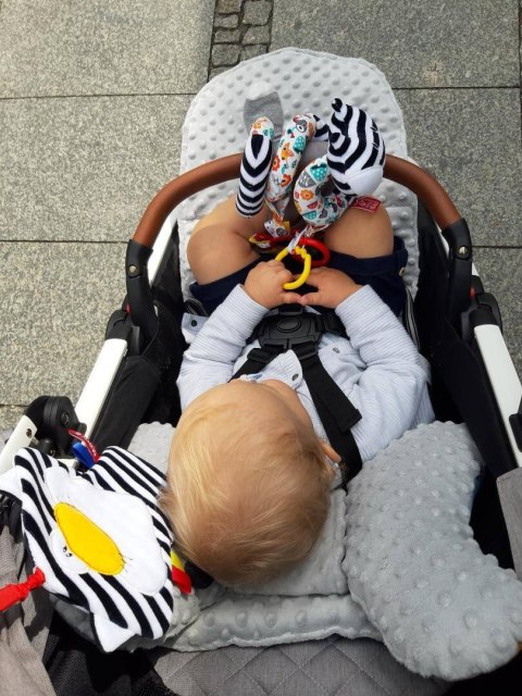 Spirala Edukacyjna Grzechotka Na Wózek Biało-Czarna Lisek Lusterko Kółka Spirala Edukacyjna Grzechotka Na Wózek Biało-Czarna Lisek Lusterko Kółka