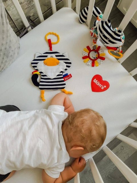 Spirala Edukacyjna Grzechotka Na Wózek Biało-Czarna Lisek Lusterko Kółka Spirala Edukacyjna Grzechotka Na Wózek Biało-Czarna Lisek Lusterko Kółka
