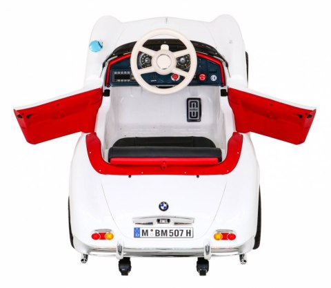 Auto Na Akumulator BMW 507 Retro Biały Audio LED Pilot Ekoskóra EVA MP3