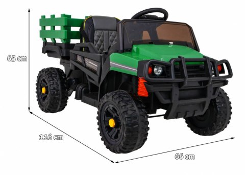Jeep Na Akumulator Farmer Pick-up Zielony Pilot Bagażnik Łopatka MP3 LED Jeep Na Akumulator Farmer Pick-up Zielony Pilot Bagażnik Łopatka MP3 LED