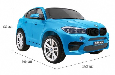 Auto Na Akumulator BMW X6M XXL Dla 2 Dzieci Niebieski Pilot Ekoskóra MP3