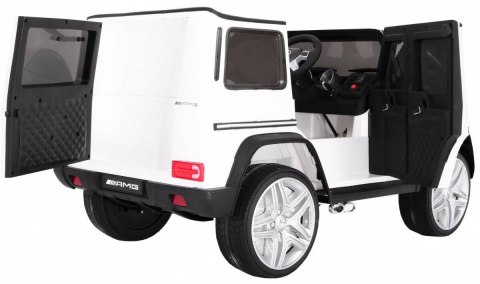 Auto na akumulator Mercedes AMG G65 Biały + Bagażnik + Światła Dźwięki
