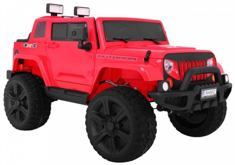 Jeep Na Akumulator Mighty Czerwony 2-osobowy Napęd 4x4 MP3 LED 2 bagażniki Jeep Na Akumulator Mighty Czerwony 2-osobowy Napęd 4x4 MP3 LED 2 bagażniki