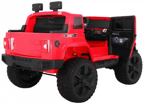 Jeep Na Akumulator Mighty Czerwony 2-osobowy Napęd 4x4 MP3 LED 2 bagażniki Jeep Na Akumulator Mighty Czerwony 2-osobowy Napęd 4x4 MP3 LED 2 bagażniki