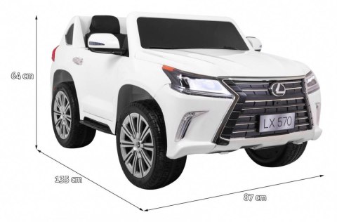 Auto Na Akumulator Lexus LX570 Biały Pilot Koła EVA Radio MP3 LED