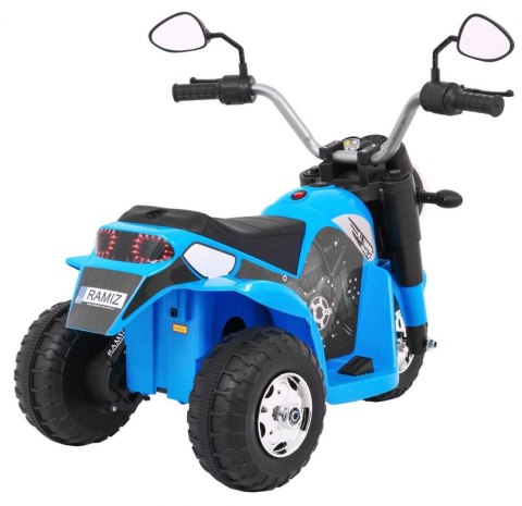 Motor Na Akumulator MiniBike Niebieski Dźwięki Światła LED Ekoskóra