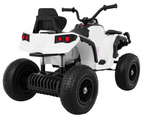 Quad Na Akumulator ATV Air Biały Koła Pompowane Radio MP3 Wolny Start