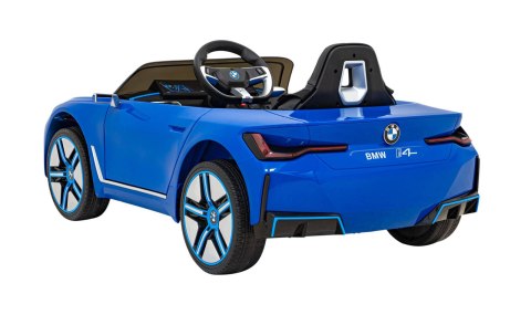 Auto Na Akumulator BMW i4 Niebieski Wolny Start Ekoskóra Audio LED Pilot