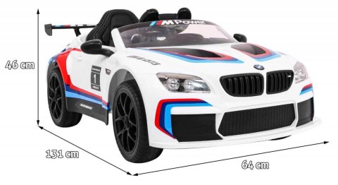 Auto Na Akumulator BMW M6 GT3 Biały Nawiew Powietrza Dźwięki MP3 LED Pilot