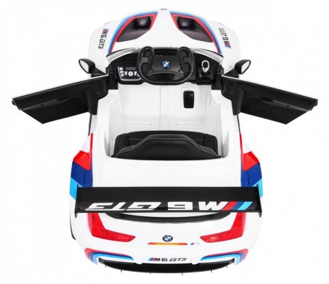 Auto Na Akumulator BMW M6 GT3 Biały Nawiew Powietrza Dźwięki MP3 LED Pilot