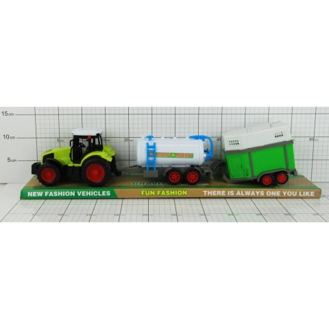 TRAKTOR Z PRZYCZEPAMI POD KLOSZEM 1SZT. TRAKTOR Z PRZYCZEPAMI POD KLOSZEM 1SZT.