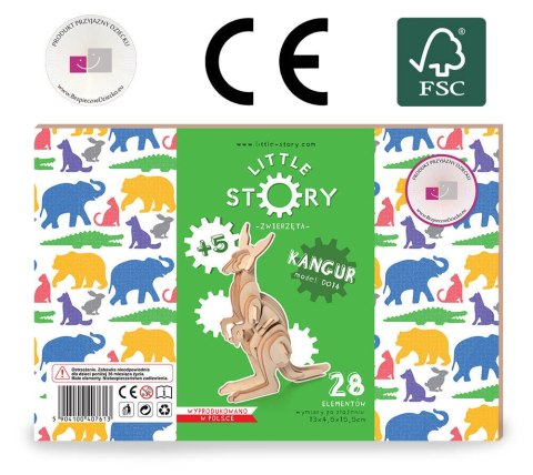 Little Story Drewniane Puzzle Model 3D - Kangur Little Story Drewniane Puzzle Model 3D - Kangur