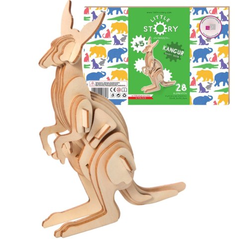 Little Story Drewniane Puzzle Model 3D - Kangur Little Story Drewniane Puzzle Model 3D - Kangur