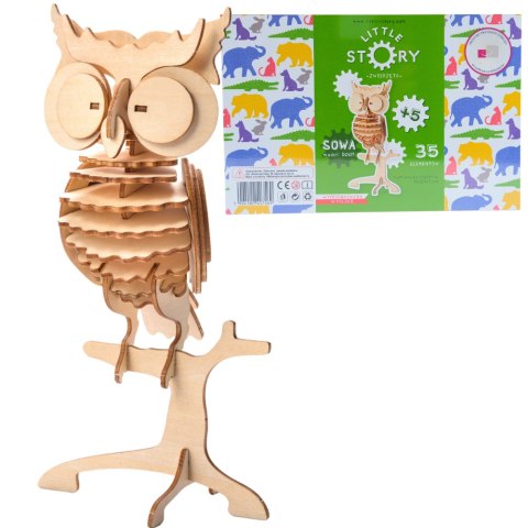 Little Story Drewniane Puzzle Model 3D - Sowa Little Story Drewniane Puzzle Model 3D - Sowa