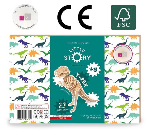 Little Story Drewniane Puzzle Model 3D - T-Rex Little Story Drewniane Puzzle Model 3D - T-Rex