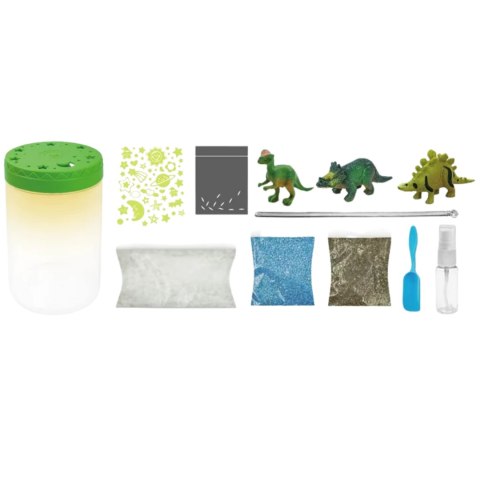 DINOZAUR TERRARIUM PROJEKTOR LAMPKA NOCNA DINOZAURY PIASEK NAKLEJKI ROŚLINY