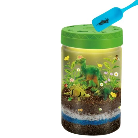 DINOZAUR TERRARIUM PROJEKTOR LAMPKA NOCNA DINOZAURY PIASEK NAKLEJKI ROŚLINY