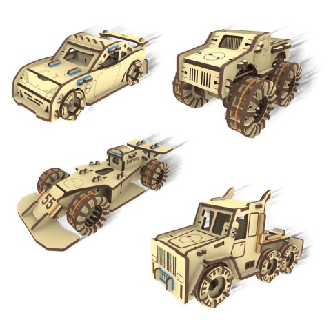 Smartivity Drewniane Mechaniczne Puzzle 3D - Zestaw 4 Samochodów Smartivity Drewniane Mechaniczne Puzzle 3D - Zestaw 4 Samochodów